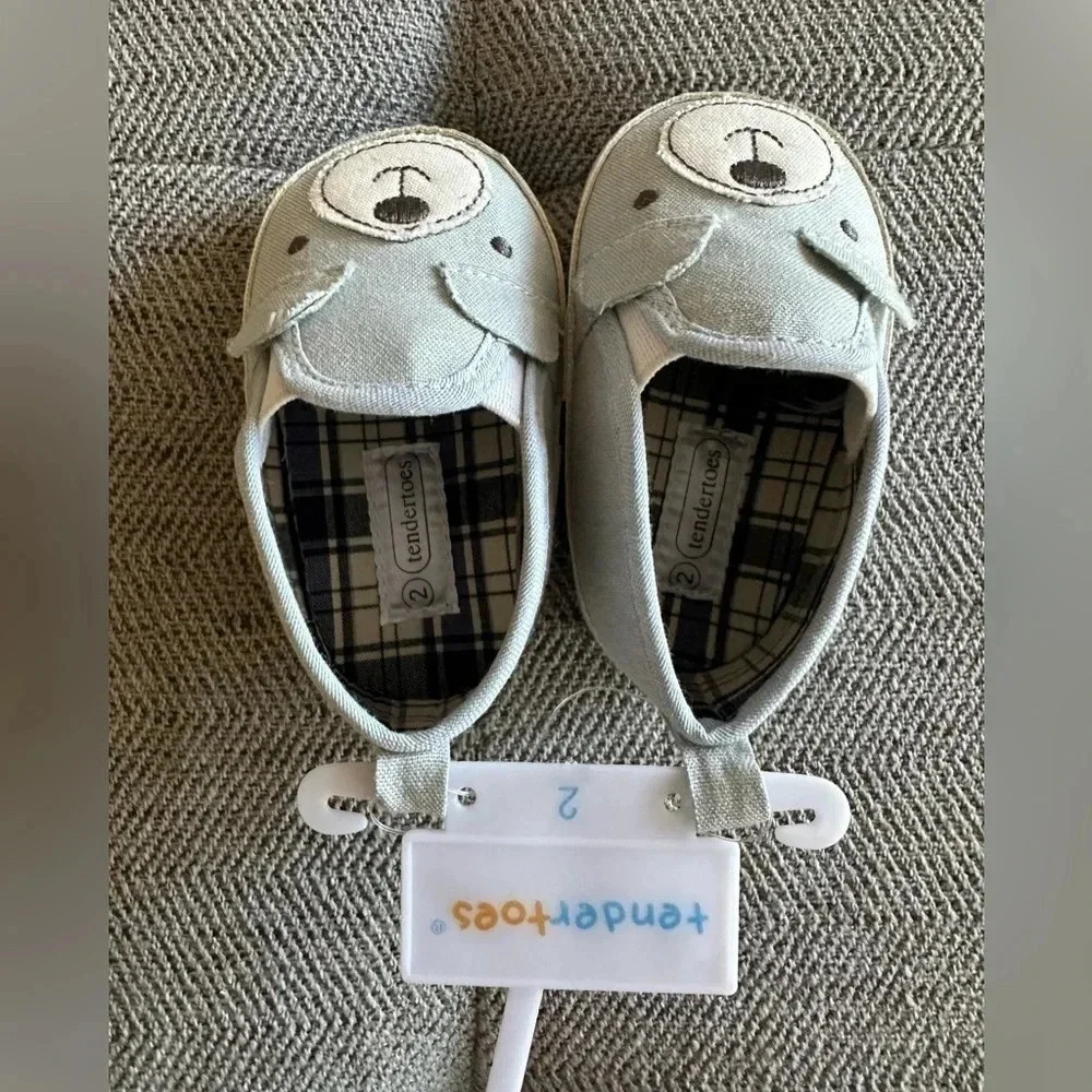 Tender Toes Baby Blue Teddy Bear Shoes Size 2 New Never Worn